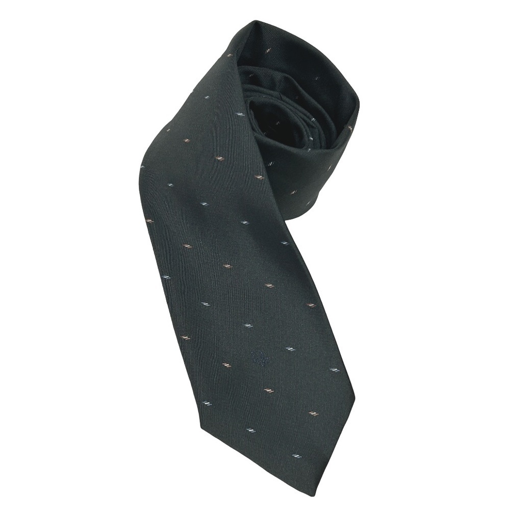 Christian Dior Vintage Luxury Necktie Tie Silk Blend Stylized Dot Pattern NOS